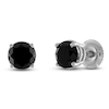 Thumbnail Image 2 of Black Diamond Solitaire Earrings 2 ct tw Round 10K White Gold (I3)