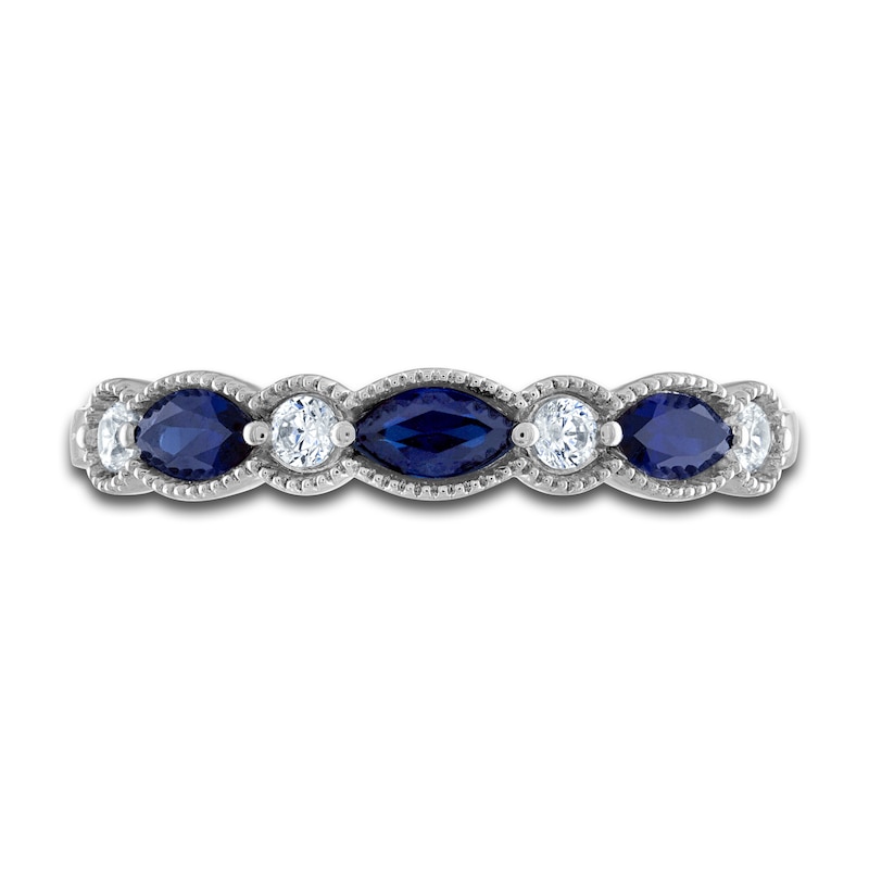 Vera Wang WISH Natural Blue Sapphire Band 1/8 ct tw Diamonds 10K White ...