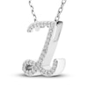 Thumbnail Image 2 of Diamond Initial Z Pendant Necklace 1/10 ct tw Round 10K White Gold