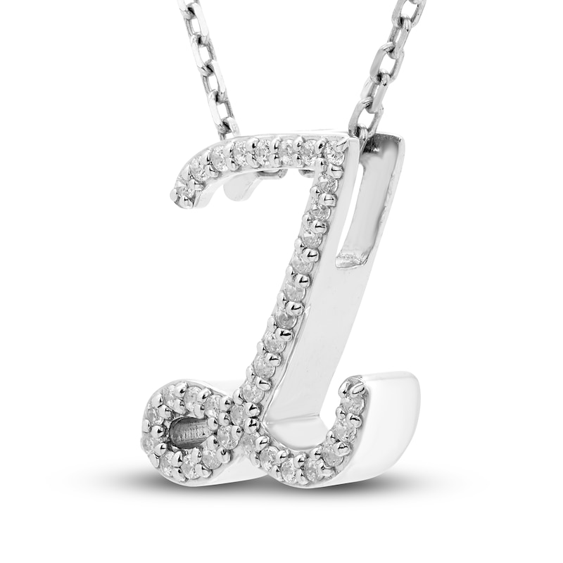 Main Image 2 of Diamond Initial Z Pendant Necklace 1/10 ct tw Round 10K White Gold