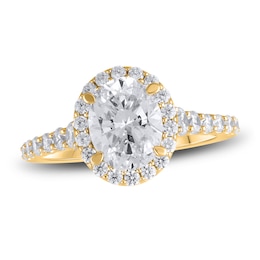 Lab-Created Diamond Engagement Ring 2-3/4 ct tw Oval/Round 14K Yellow Gold