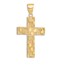 Nugget Cross Charm 14K Yellow Gold