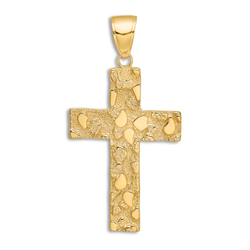 Main Image 1 of Nugget Cross Charm 14K Yellow Gold