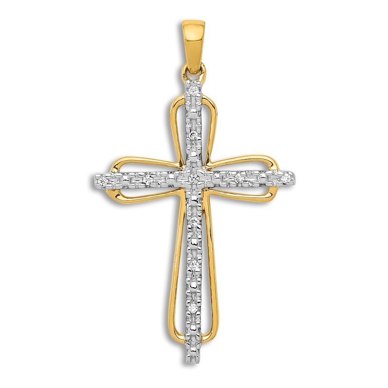 Main Image 1 of Diamond Accent Cross Charm Round 14K Yellow Gold