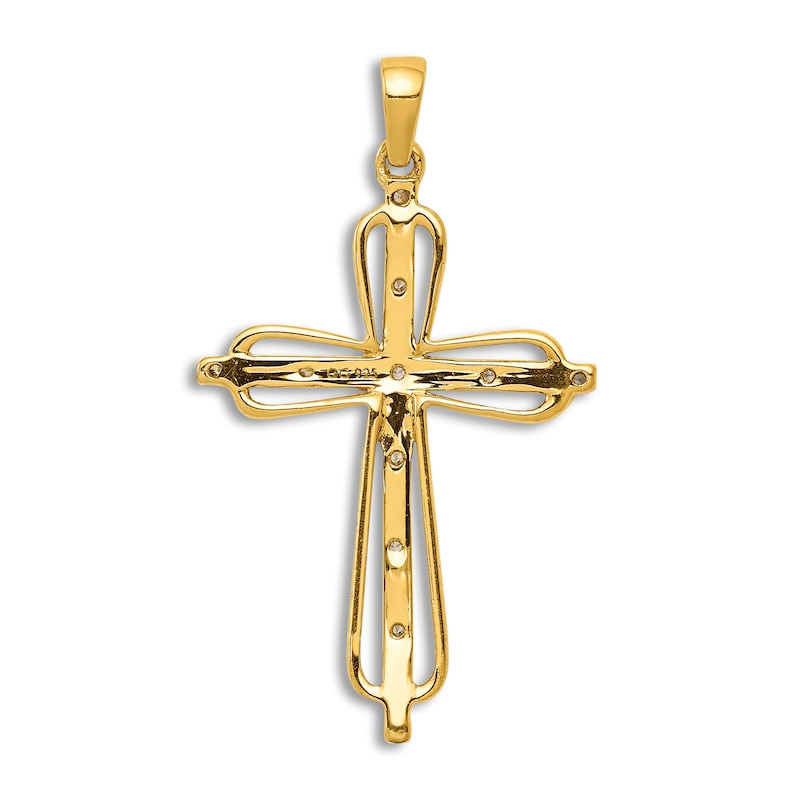 Main Image 3 of Diamond Accent Cross Charm Round 14K Yellow Gold