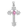 Thumbnail Image 1 of Natural Pink Sapphire Cross Charm 14K White Gold