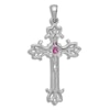 Thumbnail Image 2 of Natural Pink Sapphire Cross Charm 14K White Gold