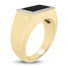 Thumbnail Image 2 of Men's Natural Onyx Ring 1/6 ct tw Diamonds 14K Yellow Gold