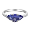 Thumbnail Image 3 of Oval & Trillion-Cut Natural Tanzanite Ring 1/20 ct tw 14K White Gold