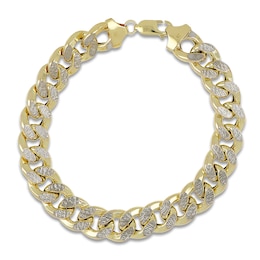 Semi-Solid Curb Chain Bracelet 14K Yellow Gold 8.5&quot; 11.2mm