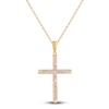 Thumbnail Image 1 of Diamond Cross Pendant Necklace 1/4 ct tw Round 14K Yellow Gold 18&quot;