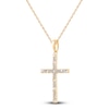 Thumbnail Image 2 of Diamond Cross Pendant Necklace 1/4 ct tw Round 14K Yellow Gold 18&quot;