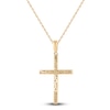 Thumbnail Image 3 of Diamond Cross Pendant Necklace 1/4 ct tw Round 14K Yellow Gold 18&quot;