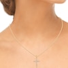 Thumbnail Image 4 of Diamond Cross Pendant Necklace 1/4 ct tw Round 14K Yellow Gold 18&quot;