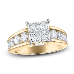 Princess & Round-Cut Diamond Engagement Ring 2-1/2 ct tw 14K Yellow Gold