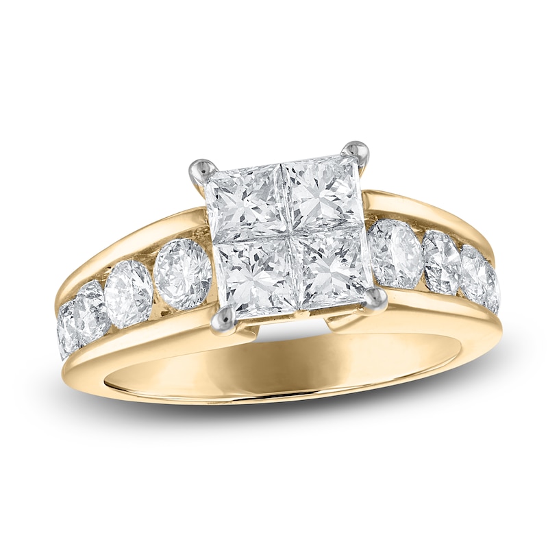 Main Image 1 of Princess & Round-Cut Diamond Engagement Ring 2-1/2 ct tw 14K Yellow Gold