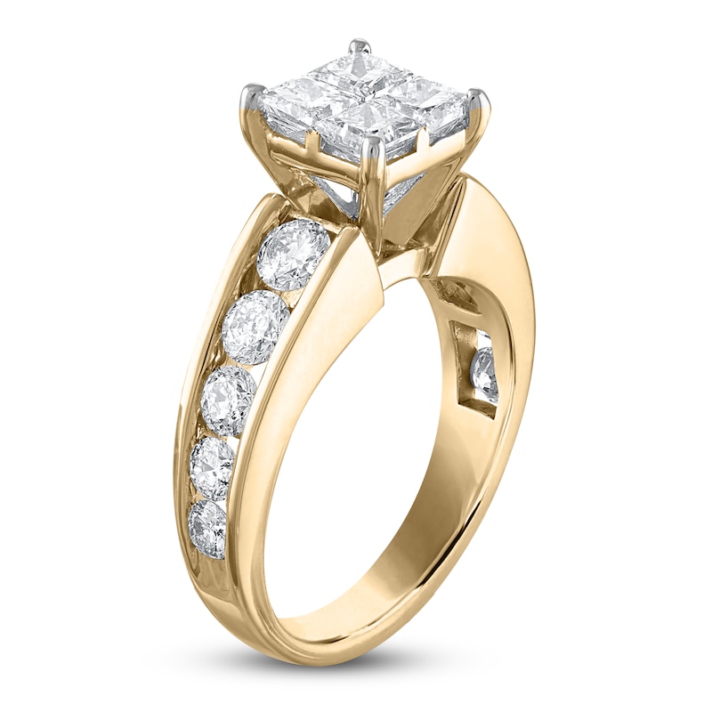 Main Image 2 of Princess & Round-Cut Diamond Engagement Ring 2-1/2 ct tw 14K Yellow Gold