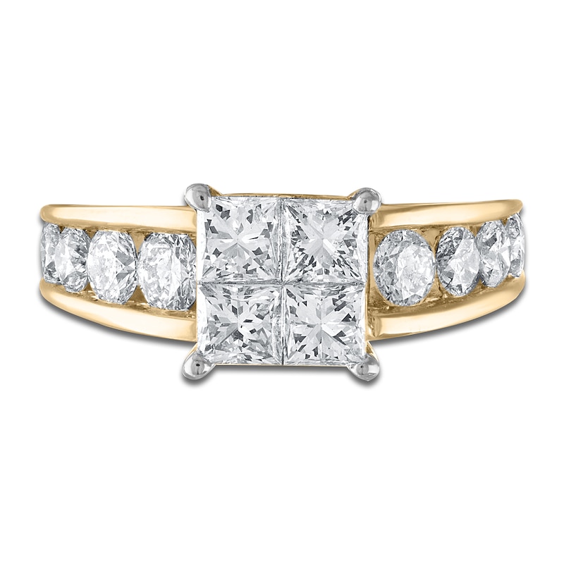 Main Image 3 of Princess & Round-Cut Diamond Engagement Ring 2-1/2 ct tw 14K Yellow Gold