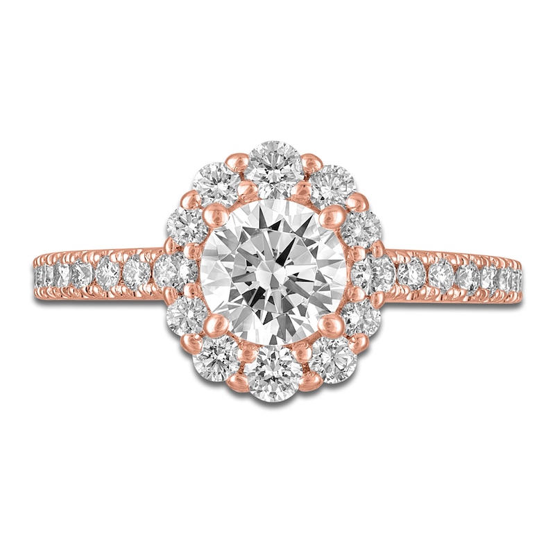 Main Image 3 of Diamond Halo Engagement Ring 1-1/4 ct tw 14K Rose Gold