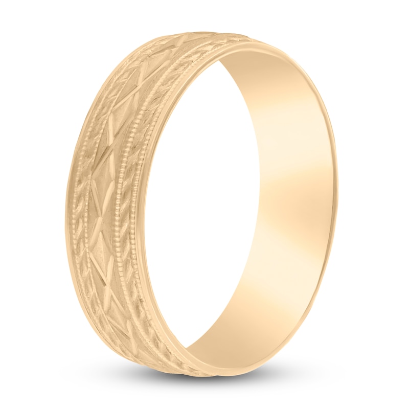 Main Image 2 of Men's Tribal Milgrain Wedding Band 14K Yellow Gold 6mm