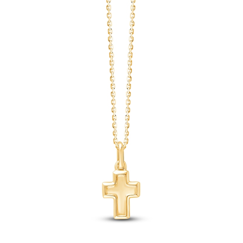 Children's Cross Pendant Necklace 18K Yellow Gold 10"