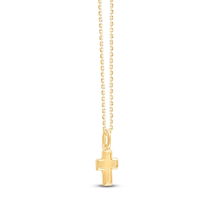 Children's Cross Pendant Necklace 18K Yellow Gold 10"