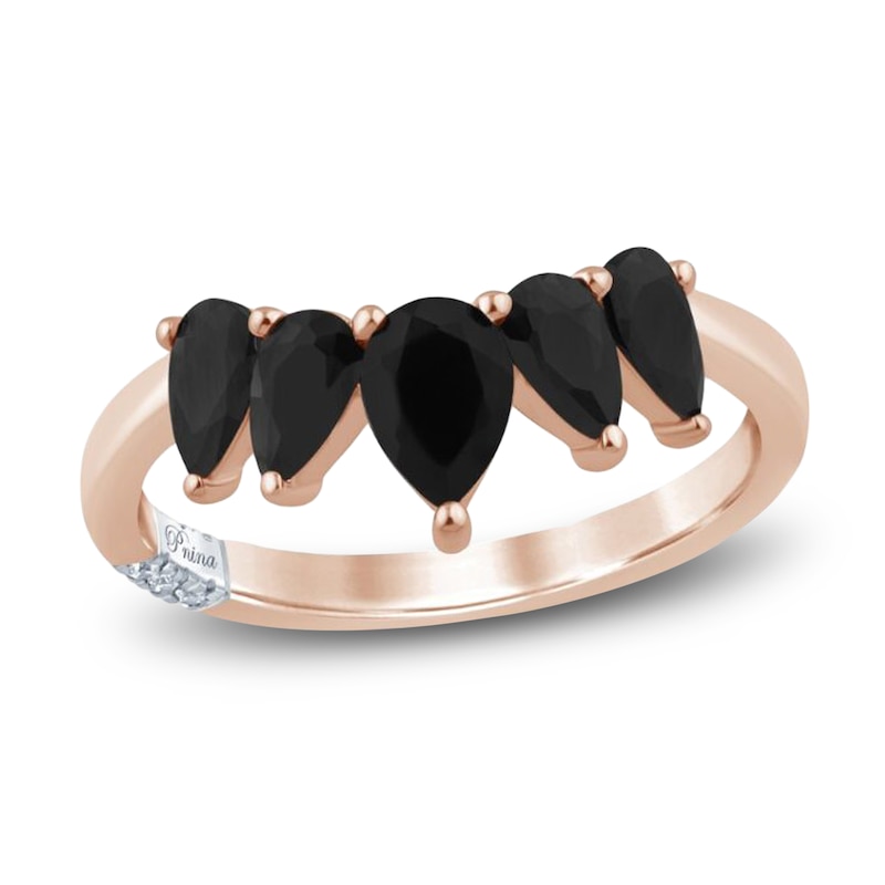 Pnina Tornai Pear-Shaped Black Diamond Contour Ring 1-5/8 ct tw 14K Rose Gold