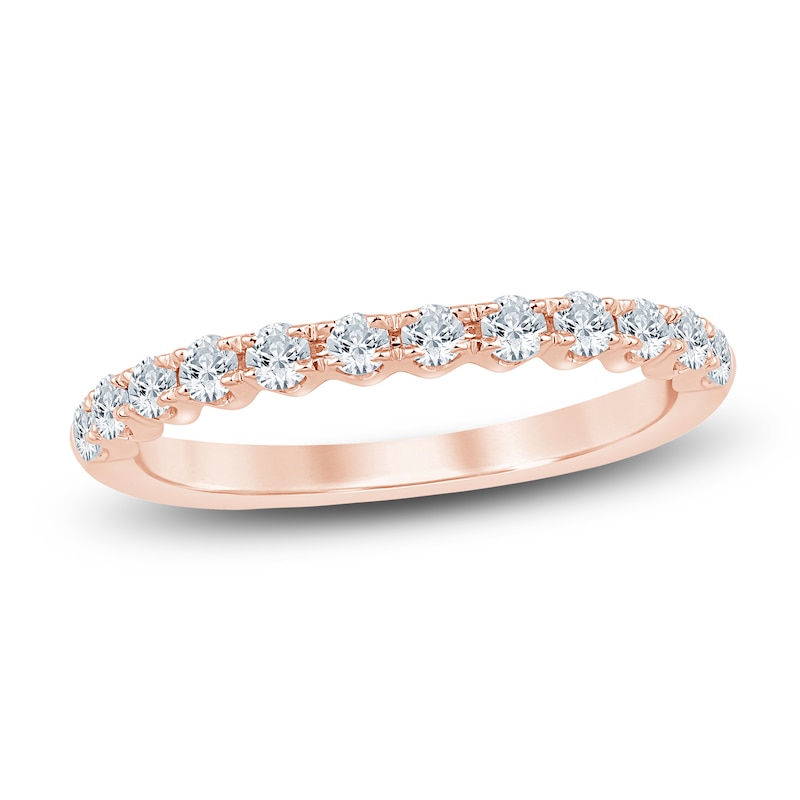 Main Image 1 of Diamond Scalloped Contour Anniversary Ring 1/3 ct tw 14K Rose Gold