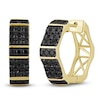 Thumbnail Image 1 of Men's Black Diamond Angled Hoop Earrings 1 ct tw 10K Yellow Gold