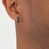 Thumbnail Image 3 of Men's Black Diamond Angled Hoop Earrings 1 ct tw 10K Yellow Gold