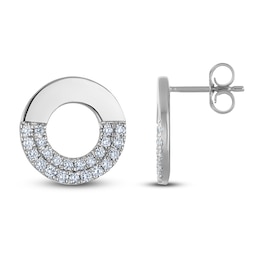 Diamond Circle Stud Earrings 1/3 ct tw Sterling Silver