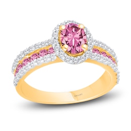 Kallati Oval-Cut Natural Pink Sapphire & Diamond Ring 1/2 ct tw 14K Yellow Gold