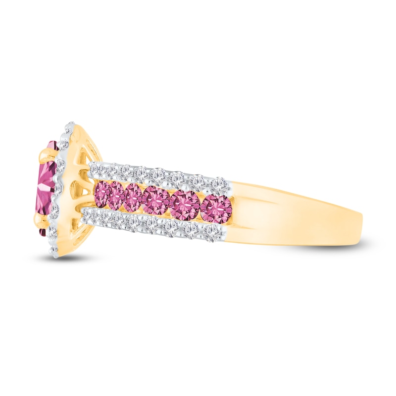 Main Image 2 of Kallati Oval-Cut Natural Pink Sapphire & Diamond Ring 1/2 ct tw 14K Yellow Gold