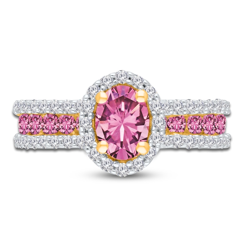 Main Image 3 of Kallati Oval-Cut Natural Pink Sapphire & Diamond Ring 1/2 ct tw 14K Yellow Gold