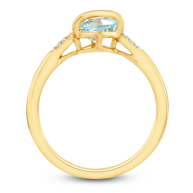 Main Image 2 of Cushion-Cut Natural Sky Blue Topaz & Diamond Accent Ring 14K Yellow Gold