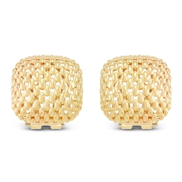 Mesh Square Stud Earrings 10K Yellow Gold