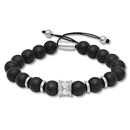 Men's Onyx Bolo Bracelet Stainless Steel