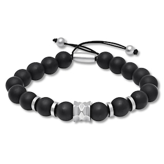 Men's Onyx Bolo Bracelet Stainless Steel | Jared