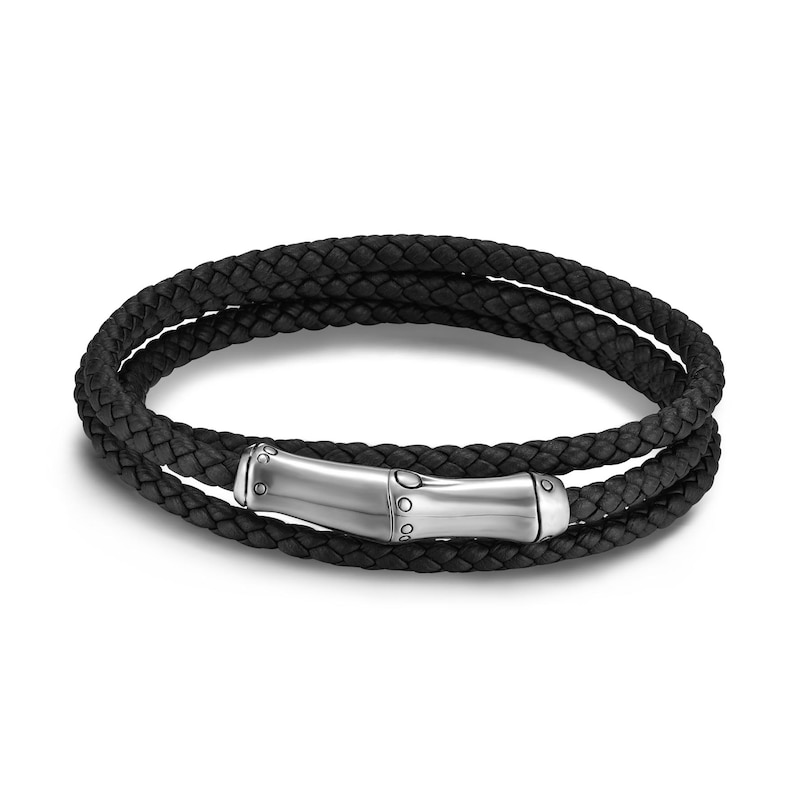 John Hardy Men's Bamboo Black Leather Bracelet