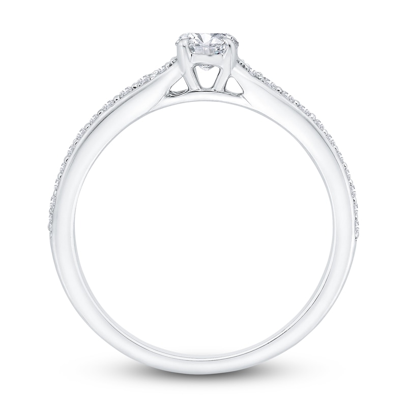 Main Image 3 of Diamond Engagement Ring 1/2 ct tw Oval/Round 14K White Gold