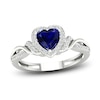 Thumbnail Image 1 of Blue & White Lab-Created Sapphire Heart Ring Sterling Silver