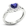 Thumbnail Image 2 of Blue & White Lab-Created Sapphire Heart Ring Sterling Silver