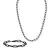 Thumbnail Image 1 of Solid Paperclip Chain Necklace 18&quot;/Bracelet Set Black Ion-Plated Stainless Steel 7.5&quot;