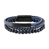 Thumbnail Image 0 of Natural Sodalite Bracelet Blue & Black Leather Stainless Steel 8.5"