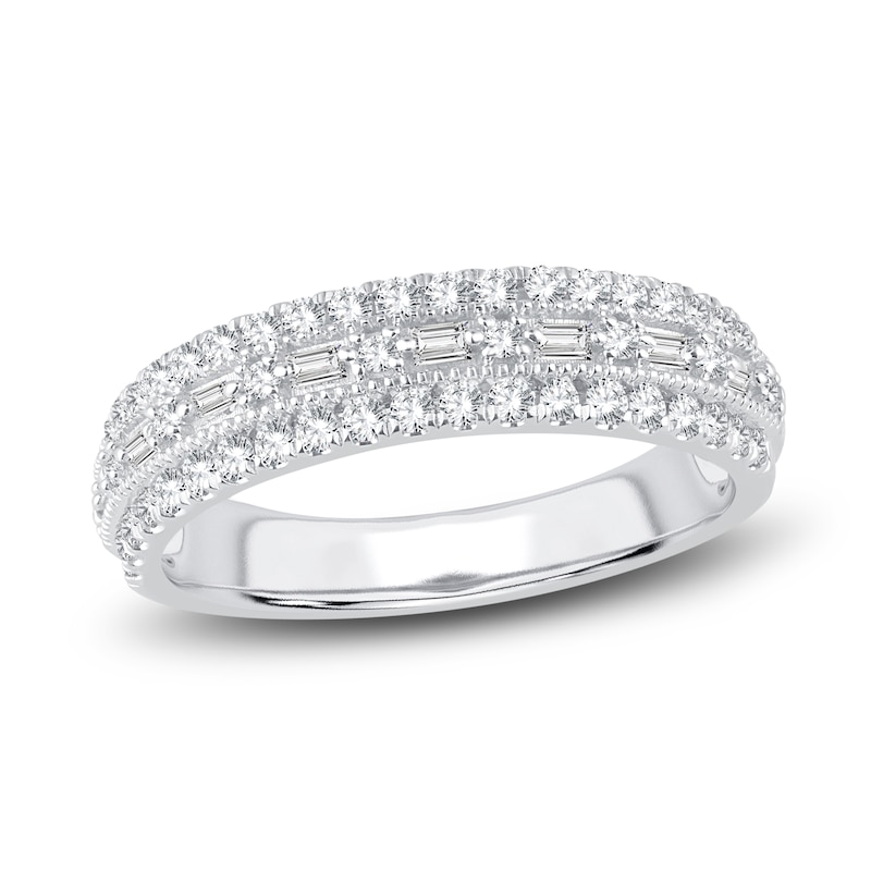 Diamond Anniversary Band 1/2 ct tw Baguette/Round 14K White Gold