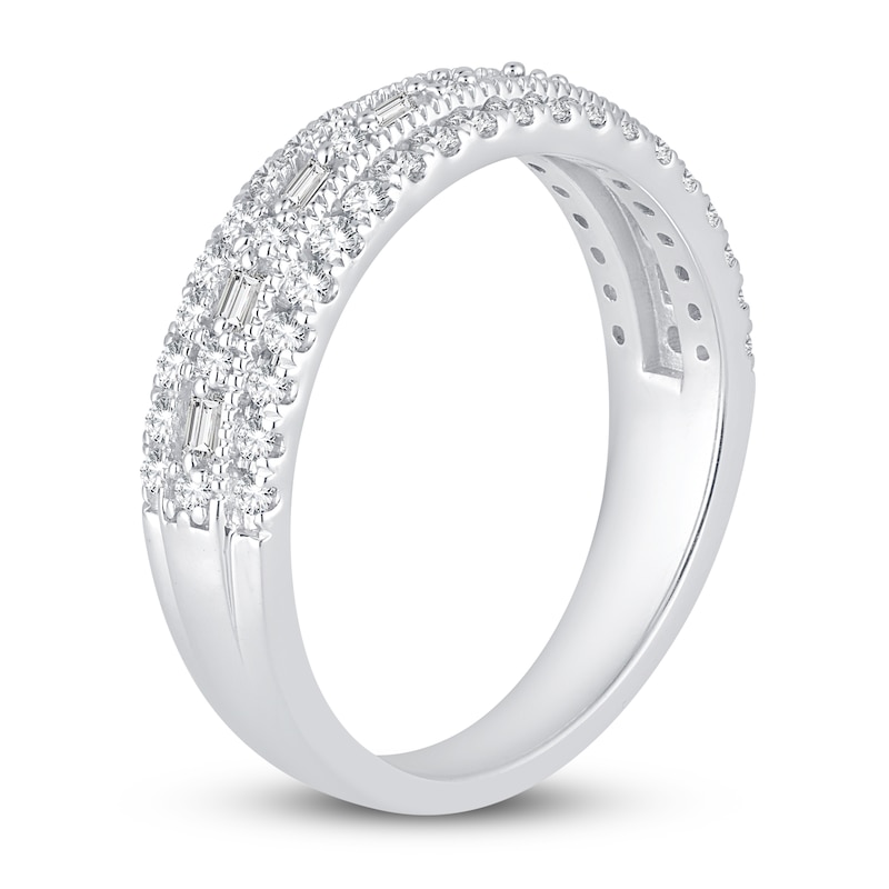 Diamond Anniversary Band 1/2 ct tw Baguette/Round 14K White Gold