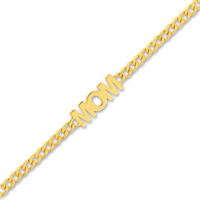 Main Image 2 of &quot;MOM&quot; Curb Bracelet 14K Yellow Gold 6.7&quot; Adj.