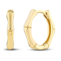 Bamboo Hoop Earrings 14K Yellow Gold