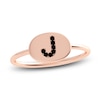 Thumbnail Image 0 of Juliette Maison Black Diamond Initial Oval Signet Ring 1/6 ct tw Round 10K Rose Gold