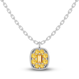 Juliette Maison Natural Citrine Pendant Necklace 10K White Gold